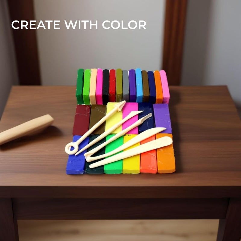 H&S Polymer Clay Modeling Kit â€“ 26 Colors, 5 Sculpting Tools â€“ Oven Bake Molding Set for Kids & Adults - Image 4